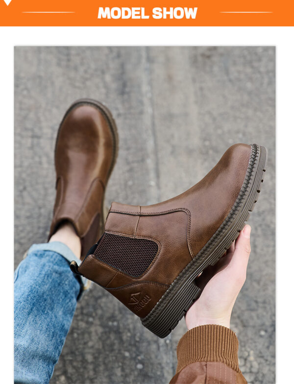 High top labor protection boots, standing for a long time without fatigue, steel toe shoes, anti smashing and anti piercing safety shoes, all season work shoes for men - Image 4