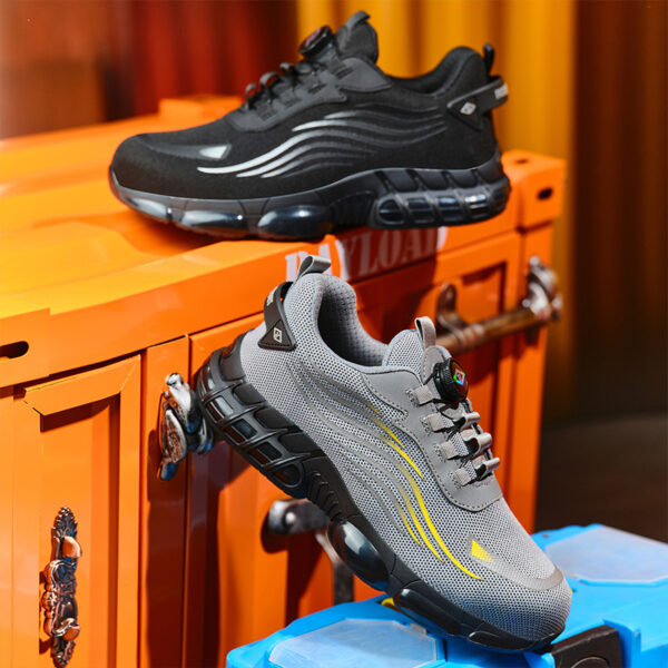 New men's safety shoes with anti smashing and anti piercing steel toe caps, fly woven lightweight protection and wear-resistant work shoes - Image 2