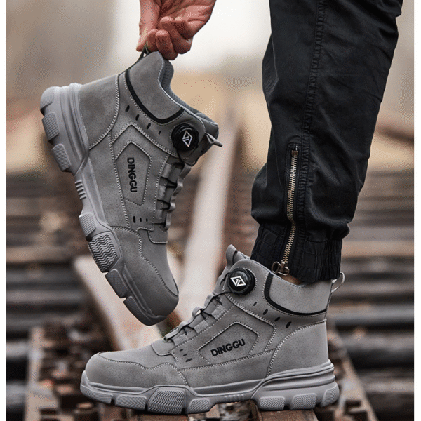Labor protection shoes for men, anti smashing and anti piercing lightweight safety shoes, steel toe caps, summer work shoelaces, intelligent buckles - Image 4