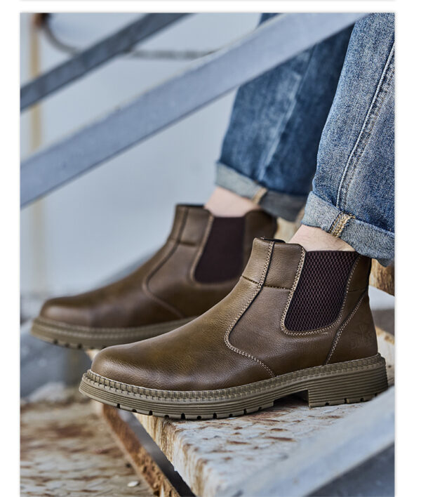 High top labor protection boots, standing for a long time without fatigue, steel toe shoes, anti smashing and anti piercing safety shoes, all season work shoes for men - Image 6