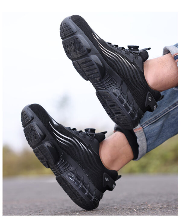 New men's safety shoes with anti smashing and anti piercing steel toe caps, fly woven lightweight protection and wear-resistant work shoes - Image 3