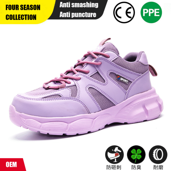 Labor protection shoes for women, anti smashing and anti piercing, all season steel toe caps, men's safety protection shoes - Image 2