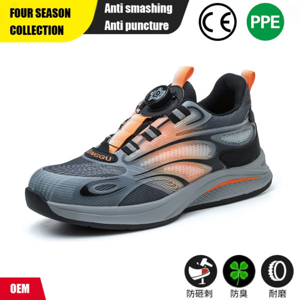 2025 New Rotating Button High Density Labor Safety Shoes for Men, Anti Smash and Anti Puncture Lightweight Summer Odor proof Safety Shoes - Image 4