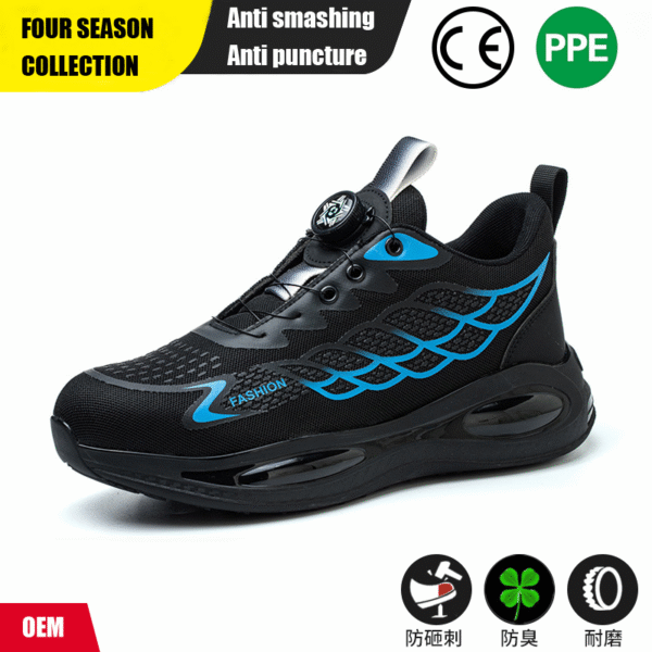 2025 New Rotating Button High Density Labor Safety Shoes for Men, Anti Smash and Anti Puncture Lightweight Summer Odor proof Safety Shoes - Image 3