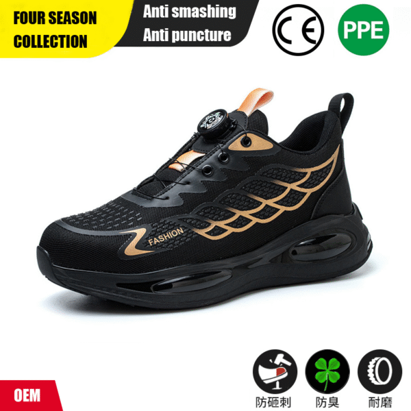 2025 New Rotating Button High Density Labor Safety Shoes for Men, Anti Smash and Anti Puncture Lightweight Summer Odor proof Safety Shoes - Image 2