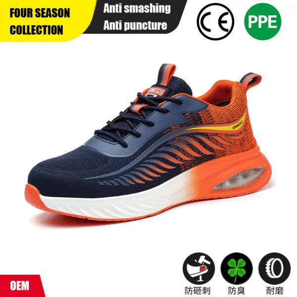 Men's safety shoes and labor protection shoes are lightweight, anti smashing, anti puncture, wear-resistant, fly woven, breathable, and odor proof